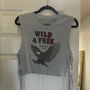 Gray Graphic Crop Top